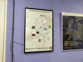 Spacemap Fysieke kaart van Nederland met de bekende hackerspaces.